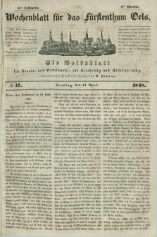 Wochenblatt für das Fürstenthum Oels : ein Volksblatt für Staats- und Gemeinwohl, zur Belehrung und Unterhaltung. Jg.15, № 17 (11 April 1848)