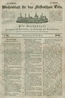 Wochenblatt für das Fürstenthum Oels : ein Volksblatt für Staats- und Gemeinwohl, zur Belehrung und Unterhaltung. Jg.15, № 21 (20 April 1848)