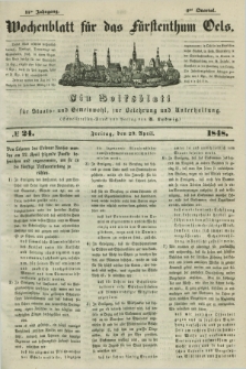 Wochenblatt für das Fürstenthum Oels : ein Volksblatt für Staats- und Gemeinwohl, zur Belehrung und Unterhaltung. Jg.15, № 24 (29 April 1848)