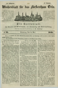 Wochenblatt für das Fürstenthum Oels : ein Volksblatt für Staats- und Gemeinwohl, zur Belehrung und Unterhaltung. Jg.15, № 31 (16 Mai 1848)