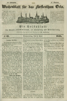 Wochenblatt für das Fürstenthum Oels : ein Volksblatt für Staats- und Gemeinwohl, zur Belehrung und Unterhaltung. Jg.15, № 41 (8 Juni 1848)