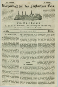 Wochenblatt für das Fürstenthum Oels : ein Volksblatt für Staats- und Gemeinwohl, zur Belehrung und Unterhaltung. Jg.15, № 60 (25 Juli 1848)