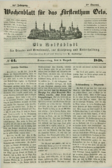 Wochenblatt für das Fürstenthum Oels : ein Volksblatt für Staats- und Gemeinwohl, zur Belehrung und Unterhaltung. Jg.15, № 64 (3 August 1848)