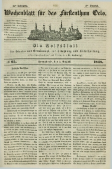 Wochenblatt für das Fürstenthum Oels : ein Volksblatt für Staats- und Gemeinwohl, zur Belehrung und Unterhaltung. Jg.15, № 65 (5 August 1848)