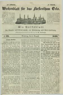 Wochenblatt für das Fürstenthum Oels : ein Volksblatt für Staats- und Gemeinwohl, zur Belehrung und Unterhaltung. Jg.15, № 66 (8 August 1848)