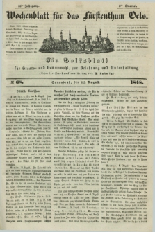 Wochenblatt für das Fürstenthum Oels : ein Volksblatt für Staats- und Gemeinwohl, zur Belehrung und Unterhaltung. Jg.15, № 68 (12 August 1848)
