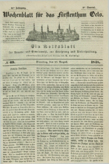 Wochenblatt für das Fürstenthum Oels : ein Volksblatt für Staats- und Gemeinwohl, zur Belehrung und Unterhaltung. Jg.15, № 69 (15 August 1848)