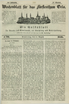 Wochenblatt für das Fürstenthum Oels : ein Volksblatt für Staats- und Gemeinwohl, zur Belehrung und Unterhaltung. Jg.15, № 70 (17 August 1848)
