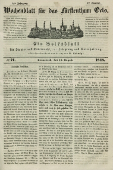 Wochenblatt für das Fürstenthum Oels : ein Volksblatt für Staats- und Gemeinwohl, zur Belehrung und Unterhaltung. Jg.15, № 71 (19 August 1848)