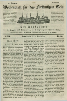 Wochenblatt für das Fürstenthum Oels : ein Volksblatt für Staats- und Gemeinwohl, zur Belehrung und Unterhaltung. Jg.15, № 79 (7 September 1848)