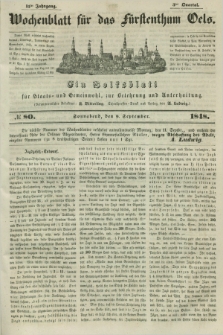 Wochenblatt für das Fürstenthum Oels : ein Volksblatt für Staats- und Gemeinwohl, zur Belehrung und Unterhaltung. Jg.15, № 80 (9 September 1848)