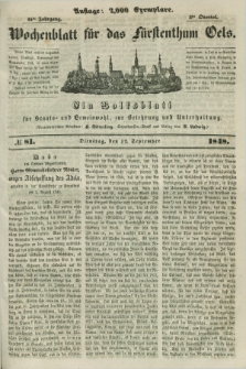 Wochenblatt für das Fürstenthum Oels : ein Volksblatt für Staats- und Gemeinwohl, zur Belehrung und Unterhaltung. Jg.15, № 81 (12 September 1848)
