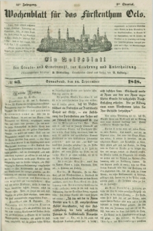 Wochenblatt für das Fürstenthum Oels : ein Volksblatt für Staats- und Gemeinwohl, zur Belehrung und Unterhaltung. Jg.15, № 83 (16 September 1848)