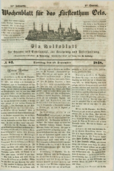 Wochenblatt für das Fürstenthum Oels : ein Volksblatt für Staats- und Gemeinwohl, zur Belehrung und Unterhaltung. Jg.15, № 84 (19 September 1848)
