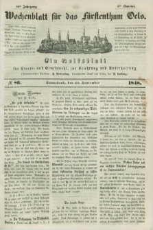 Wochenblatt für das Fürstenthum Oels : ein Volksblatt für Staats- und Gemeinwohl, zur Belehrung und Unterhaltung. Jg.15, № 86 (23 September 1848)