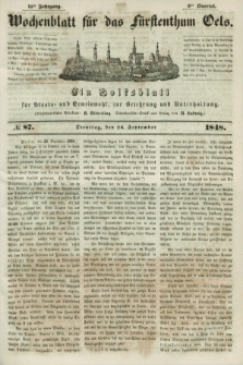 Wochenblatt für das Fürstenthum Oels : ein Volksblatt für Staats- und Gemeinwohl, zur Belehrung und Unterhaltung. Jg.15, № 87 (26 September 1848)