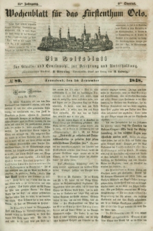 Wochenblatt für das Fürstenthum Oels : ein Volksblatt für Staats- und Gemeinwohl, zur Belehrung und Unterhaltung. Jg.15, № 89 (30 September 1848)