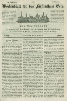 Wochenblatt für das Fürstenthum Oels : ein Volksblatt für Staats- und Gemeinwohl, zur Belehrung und Unterhaltung. Jg.15, № 92 (7 Oktober 1848)