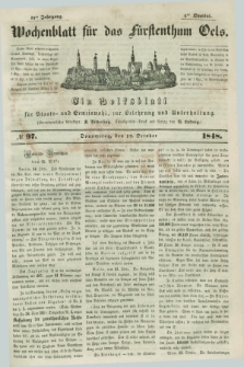 Wochenblatt für das Fürstenthum Oels : ein Volksblatt für Staats- und Gemeinwohl, zur Belehrung und Unterhaltung. Jg.15, № 97 (19 Oktober 1848)