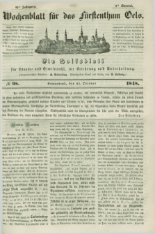 Wochenblatt für das Fürstenthum Oels : ein Volksblatt für Staats- und Gemeinwohl, zur Belehrung und Unterhaltung. Jg.15, № 98 (21 Oktober 1848)