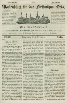 Wochenblatt für das Fürstenthum Oels : ein Volksblatt für Staats- und Gemeinwohl, zur Belehrung und Unterhaltung. Jg.15, № 103 (2 November 1848)