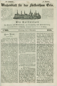Wochenblatt für das Fürstenthum Oels : ein Volksblatt für Staats- und Gemeinwohl, zur Belehrung und Unterhaltung. Jg.15, № 105 (7 November 1848)
