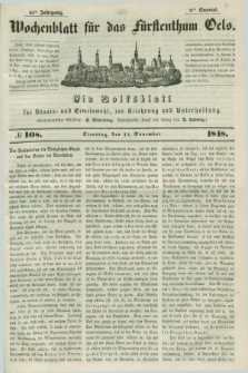 Wochenblatt für das Fürstenthum Oels : ein Volksblatt für Staats- und Gemeinwohl, zur Belehrung und Unterhaltung. Jg.15, № 108 (14 November 1848)