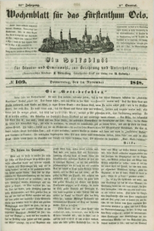 Wochenblatt für das Fürstenthum Oels : ein Volksblatt für Staats- und Gemeinwohl, zur Belehrung und Unterhaltung. Jg.15, № 109 (16 November 1848)