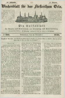 Wochenblatt für das Fürstenthum Oels : ein Volksblatt für Staats- und Gemeinwohl, zur Belehrung und Unterhaltung. Jg.15, № 110 (18 November 1848)