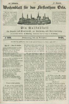 Wochenblatt für das Fürstenthum Oels : ein Volksblatt für Staats- und Gemeinwohl, zur Belehrung und Unterhaltung. Jg.15, № 112 (23 November 1848)