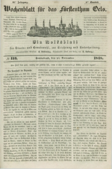 Wochenblatt für das Fürstenthum Oels : ein Volksblatt für Staats- und Gemeinwohl, zur Belehrung und Unterhaltung. Jg.15, № 113 (25 November 1848)