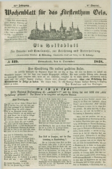 Wochenblatt für das Fürstenthum Oels : ein Volksblatt für Staats- und Gemeinwohl, zur Belehrung und Unterhaltung. Jg.15, № 119 (9 Dezember 1848)