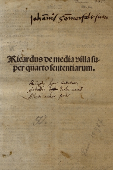 Commentum super quarto Sententiarum