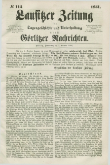 Lausitzer Zeitung : für Tagesgeschichte und Unterhaltung nebst Görlitzer Nachrichten. 1851, № 115 (2 October)