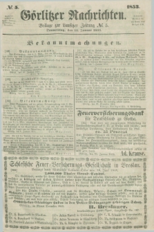 Görlitzer Nachrichten : beilage zur Lausitzer Zeitung. 1853, № 5 (13 Januar)