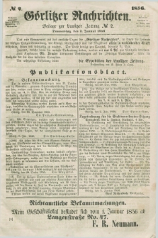 Görlitzer Nachrichten : beilage zur Lausitzer Zeitung. 1856, № 2 (3 Januar)