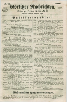 Görlitzer Nachrichten : beilage zur Lausitzer Zeitung. 1856, № 19 (12 Februar)