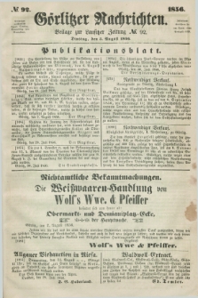 Görlitzer Nachrichten : beilage zur Lausitzer Zeitung. 1856, № 92 (5 August)