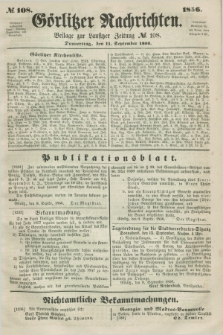 Görlitzer Nachrichten : beilage zur Lausitzer Zeitung. 1856, № 108 (11 September)
