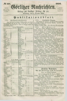 Görlitzer Nachrichten : beilage zur Lausitzer Zeitung. 1856, № 118 (5 October)