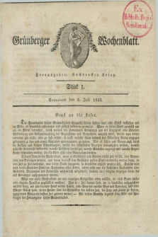 Gruenberger Wochenblatt. 1825, Stück 1 (2 Juli)