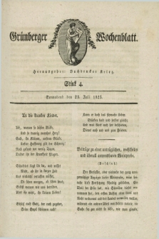 Gruenberger Wochenblatt. 1825, Stück 4 (23 Juli)