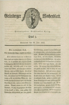 Gruenberger Wochenblatt. 1825, Stück 5 (30 Juli)