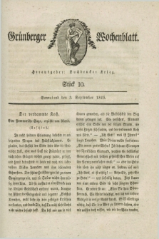 Gruenberger Wochenblatt. 1825, Stück 10 (3 September)