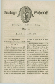 Gruenberger Wochenblatt. 1825, Stück 15 (8 Oktober)