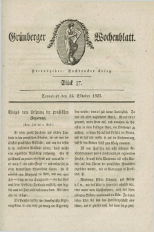 Gruenberger Wochenblatt. 1825, Stück 17 (22 Oktober)