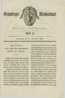 Gruenberger Wochenblatt. 1825, Stück 25 (17 Dezember)