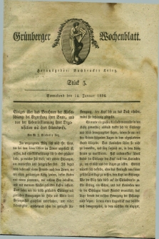 Gruenberger Wochenblatt. 1826, Stück 3 (14 Januar)
