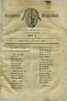 Gruenberger Wochenblatt. 1826, Stück 4 (21 Januar)