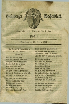 Gruenberger Wochenblatt. 1826, Stück 5 (28 Januar)